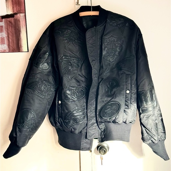 Jeff Hamilton limited edition leather history of Super Bowl collage jacket nfl M - Picture 3 of 6